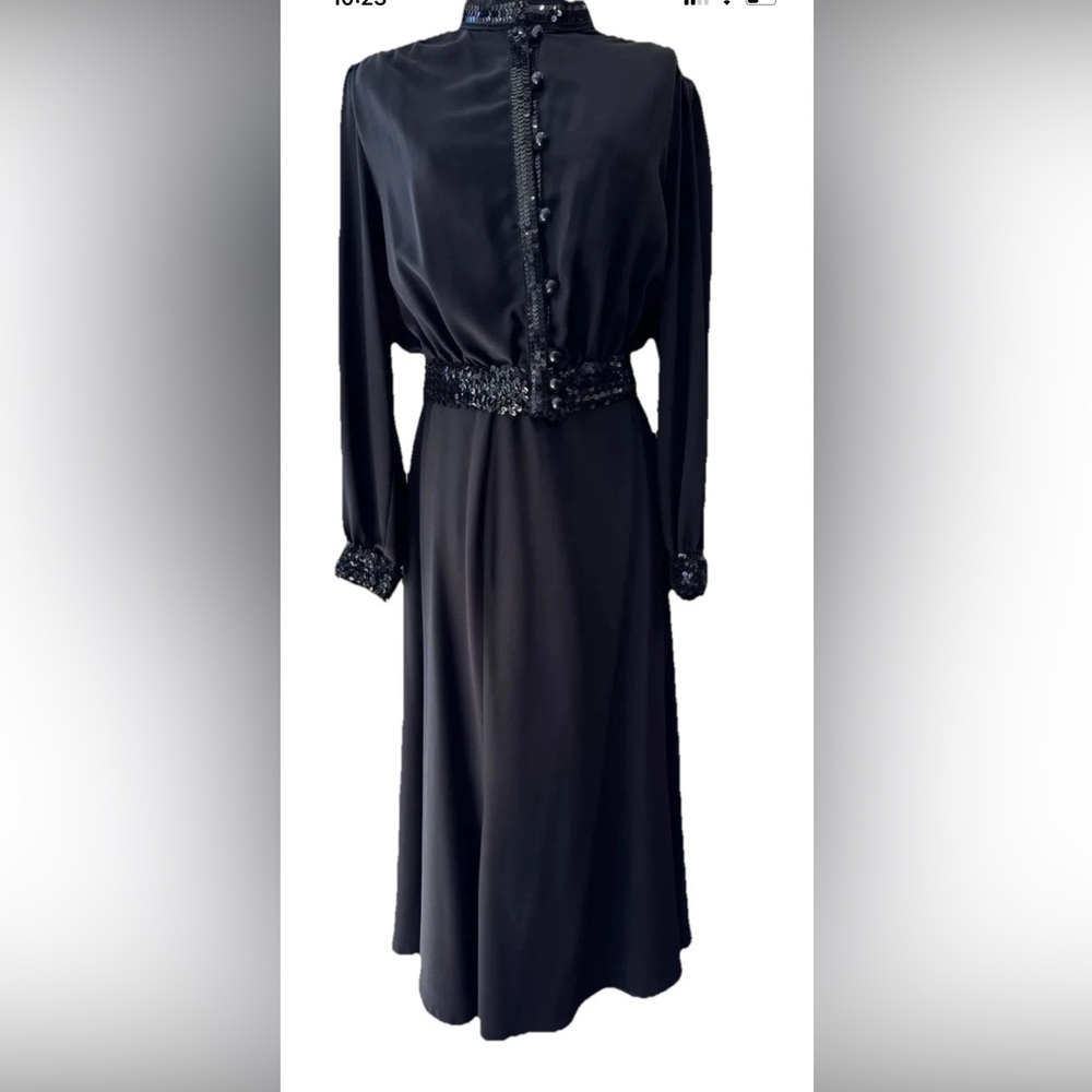 Three Flaggs skinner couture ladies vintage 90s black 2‎ piece skirt set size 8